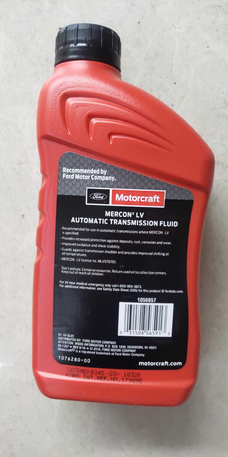 Ford Motorcraft ATF Mercon LV - 1L (Part No: 1056857) Automatic